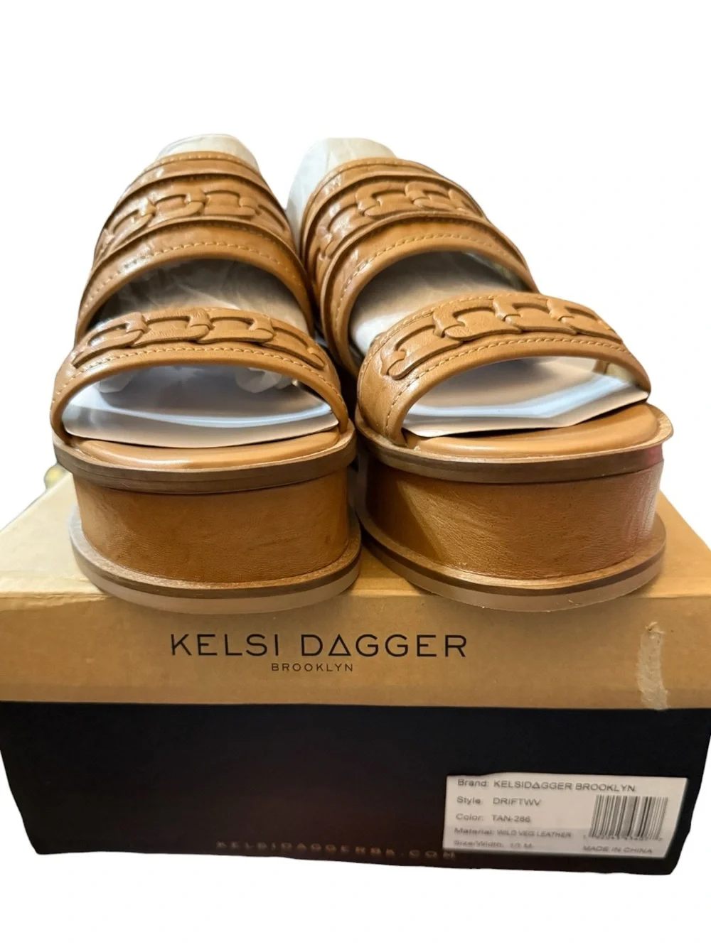 Kelsi Dagger Brooklyn Drift Tan Leather Platform Sandals Size 10 NIB